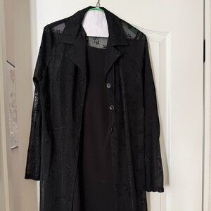 Simple Black fitted Dress with lace overlay jacket